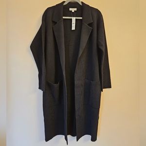 J.Crew Ella open front black long sweater- blazer